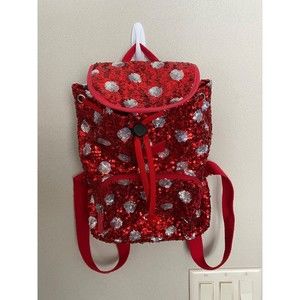 Disney Parks Minnie Mouse Red Sequin Polkadot Mini Top Loading Backpack VGC